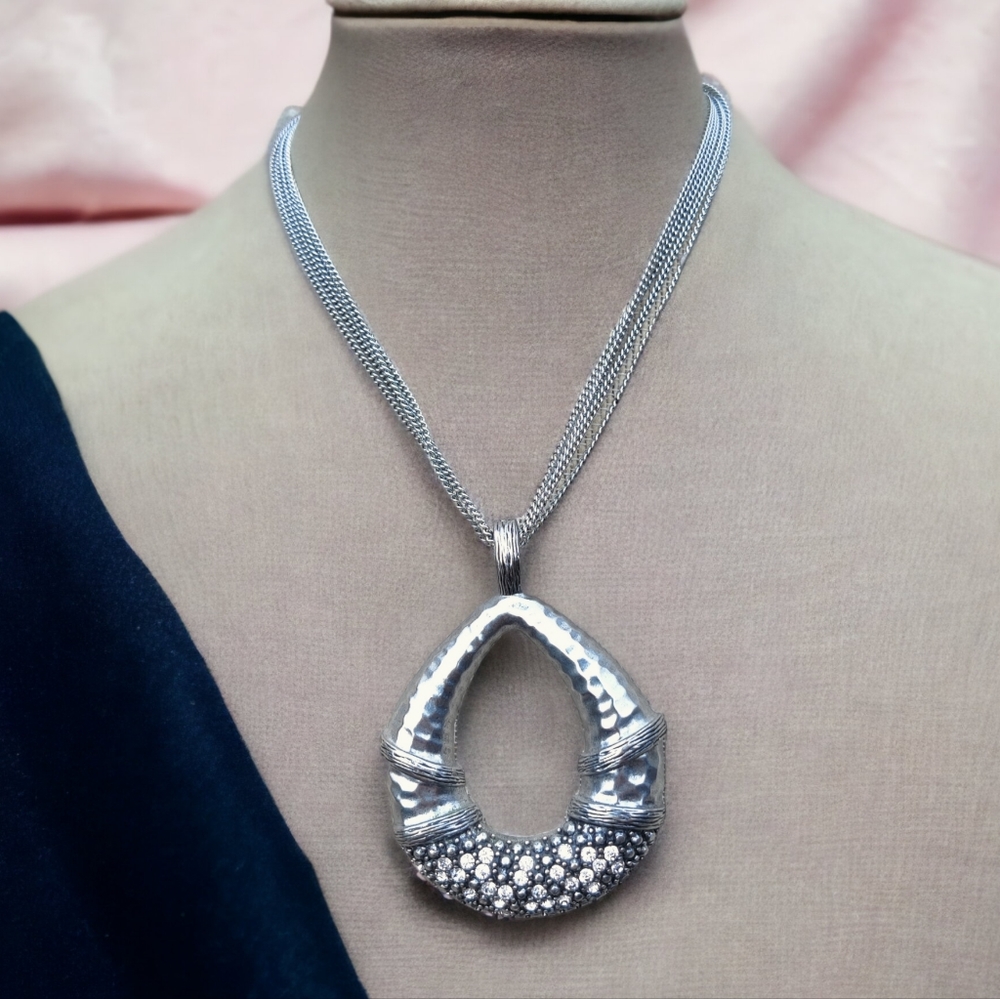 Premier Designs large crystal teardrop pendant necklace